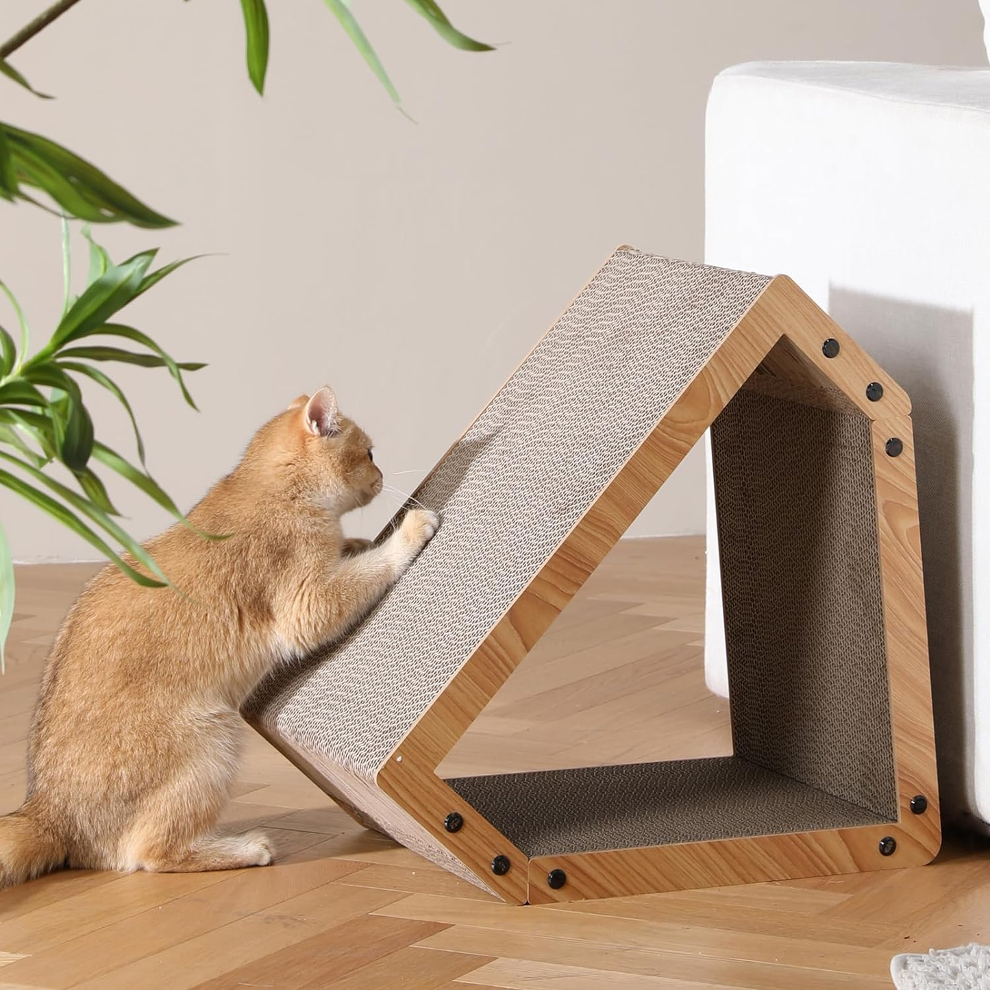 Eco-Friendly Cat Scratcher House & Bed - Durable Cardboard Haven for Cats & Kittens (16.14" Scratching Surface, 22 lbs Capacity)