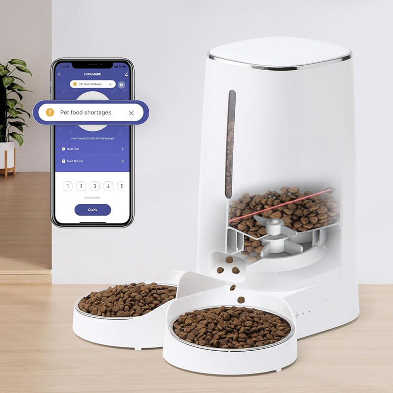 Smart WiFi Cat Feeder with 4L Double Bowls - Timed, DIY Meals for Multiple Pets