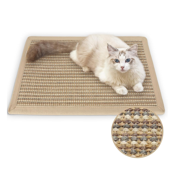 Thickened Natural Sisal Cat Scratching Mat - 23.6" x 15.7", Anti-Skid & Multi-Use for Carpet & Sofa Protection