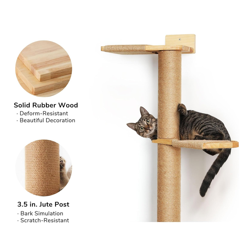 Wall-Mounted Cat Tree Tower with Scratching Post (81-Inch 5-Tier ). Customizable & Space-Saving Design