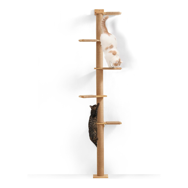 Wall-Mounted Cat Tree Tower with Scratching Post (81-Inch 5-Tier ). Customizable & Space-Saving Design