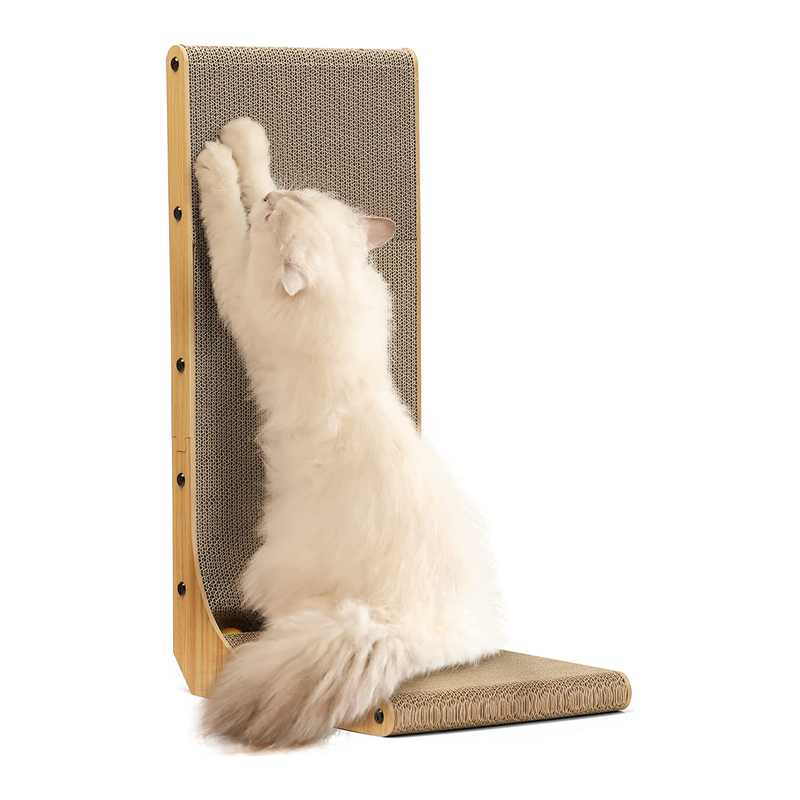 L-Shaped Wall-Mounted Cat Scratcher Pad with Ball Toy - 18.7 Inch, Medium Size