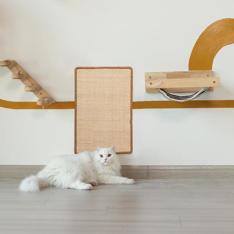 Natural Sisal Cat Scratching Mat - 23.6" x 15.7" - Furniture Protector & Multi-Use Floor/Wall Mat