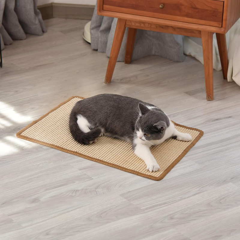 Natural Sisal Cat Scratching Mat - 23.6" x 15.7" - Furniture Protector & Multi-Use Floor/Wall Mat