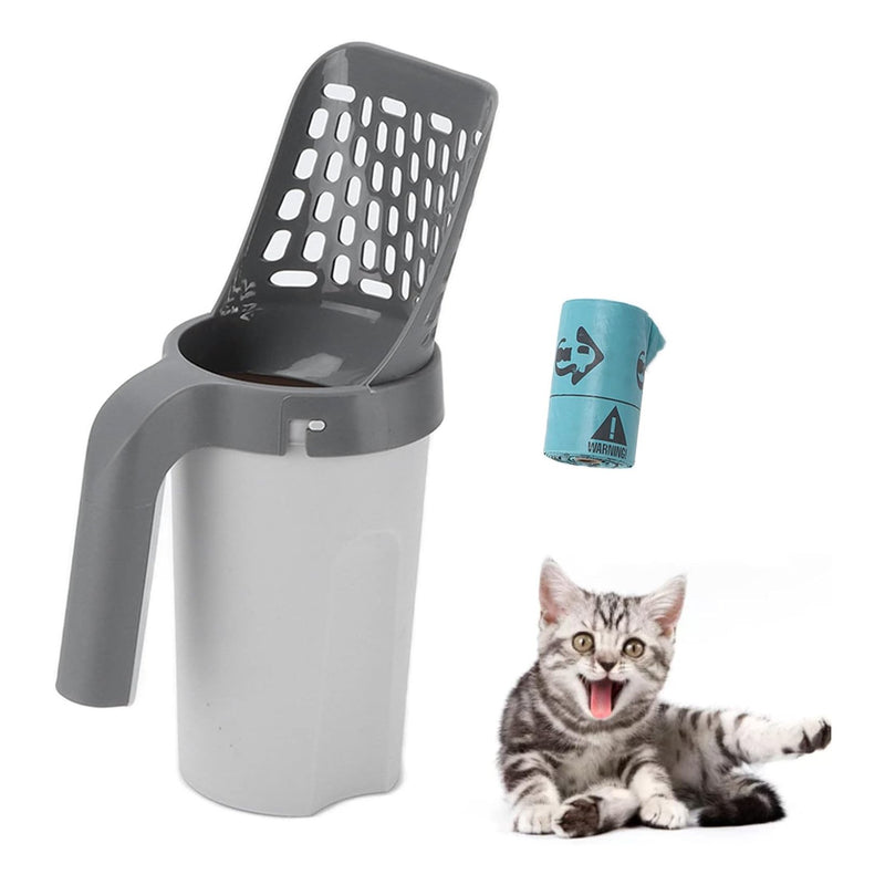 Cat Litter Scooper / Shovel with Waste Bin and Refill Bags, Mess-Free Cleaning