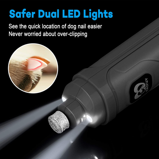 Powerful 2-Speed Pet Nail Grinder with Dual LED Lights, Quiet & Painless Grooming for Small, Medium & Large Dogs and Cats
