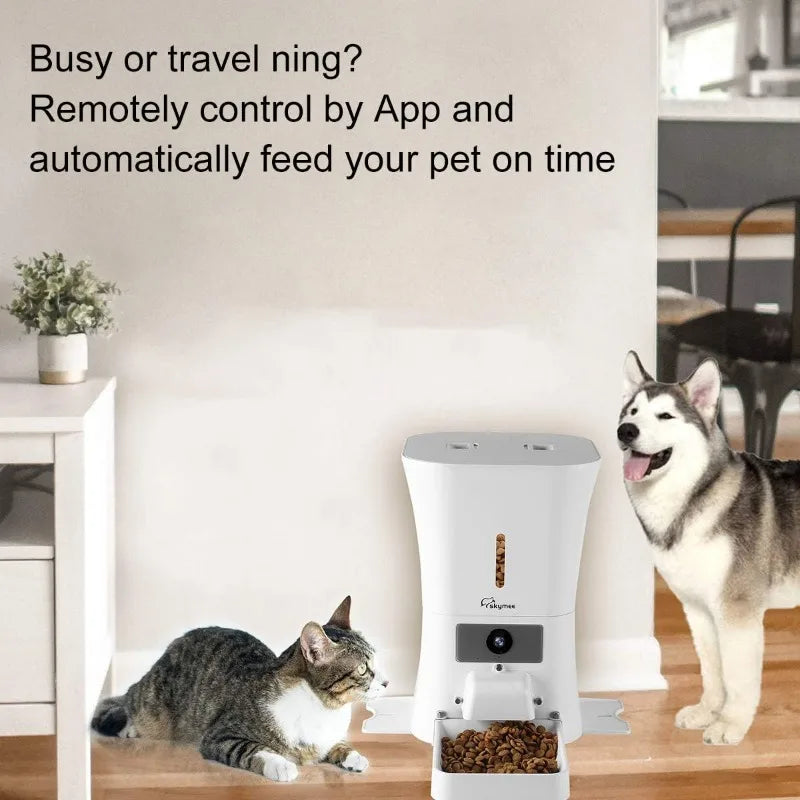 Skymee Smart Pet Feeder with 1080P HD Camera, 8L/12L Food Dispenser, Treat Dispenser, and App Control for Cats & Dogs