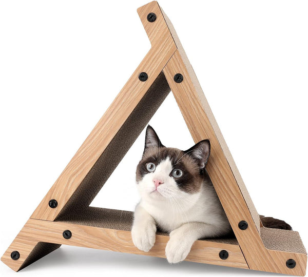 Triangle Cat Scratcher Tunnel & Ramp - 6 Scratching Surfaces