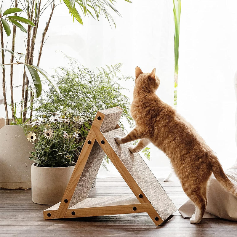 Triangle Cat Scratcher Tunnel & Ramp - 6 Scratching Surfaces